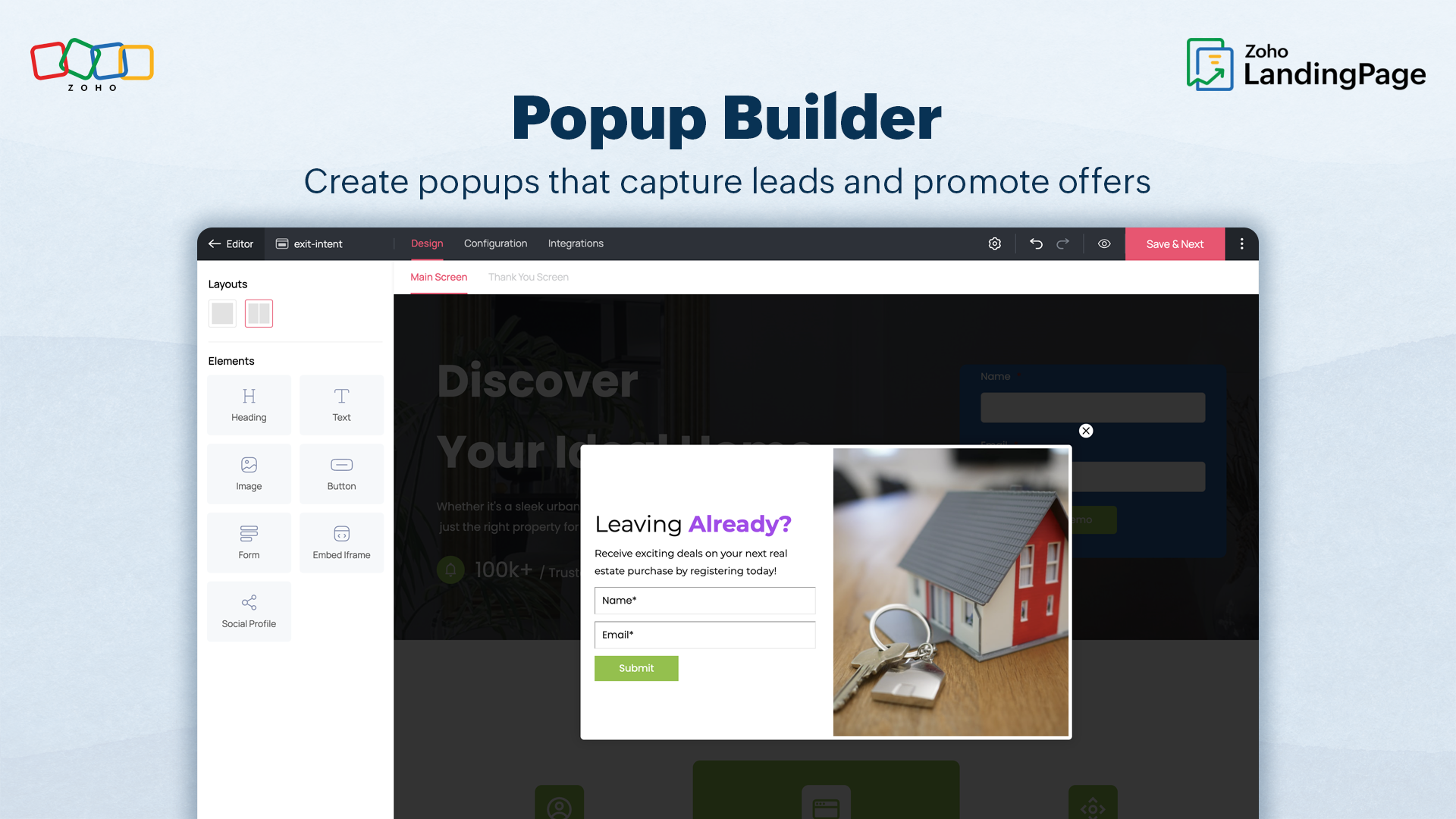 screenshot of Zoho LandingPage